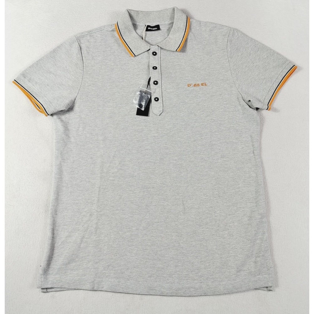 Diesel T-Rand Broken Polo Shirt Mens Large Gray Cotton Short Sleeve Casual